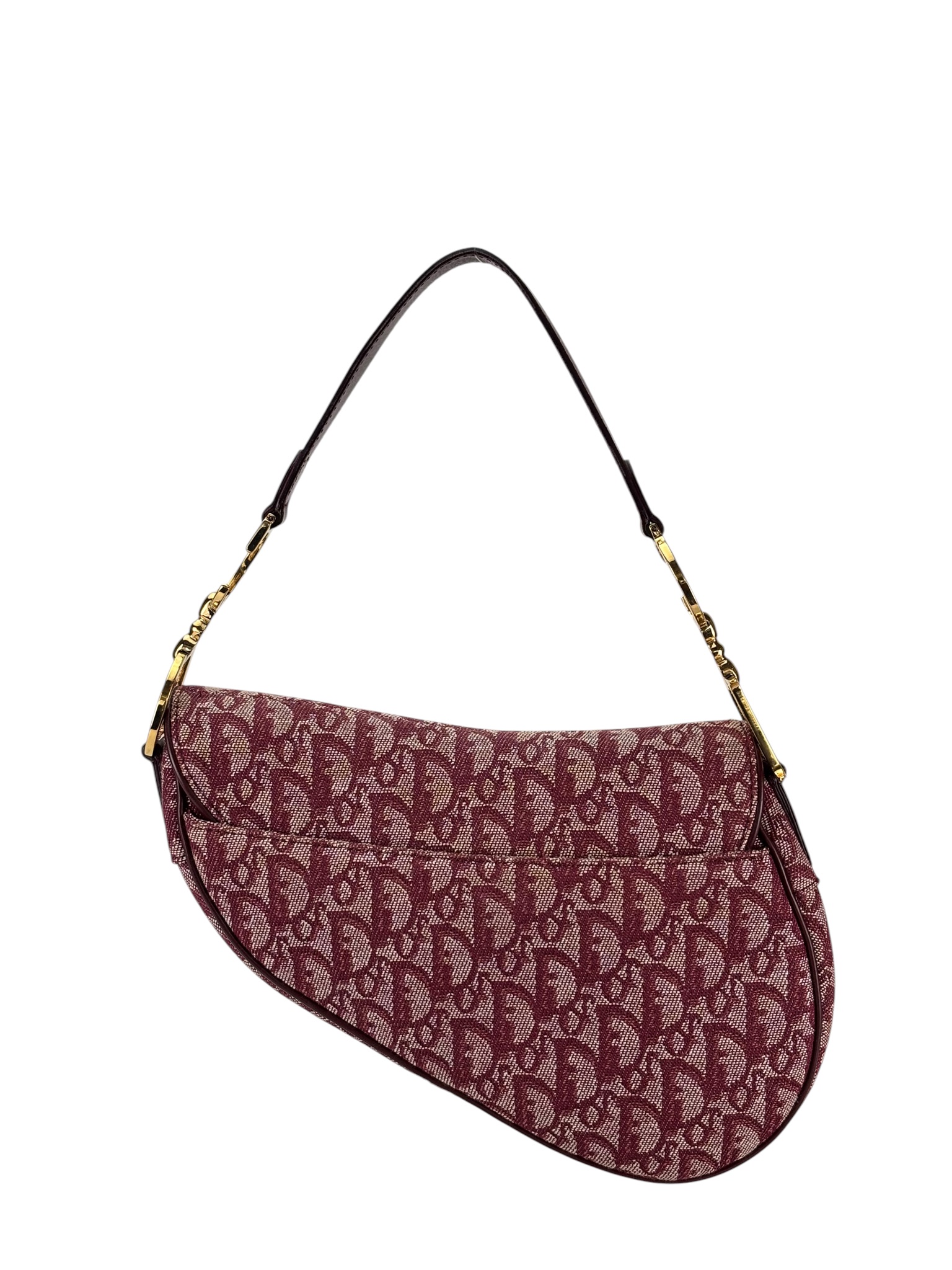 CHRISTIAN DIOR - Red Trotter Canvas Saddle Shoulder Bag 