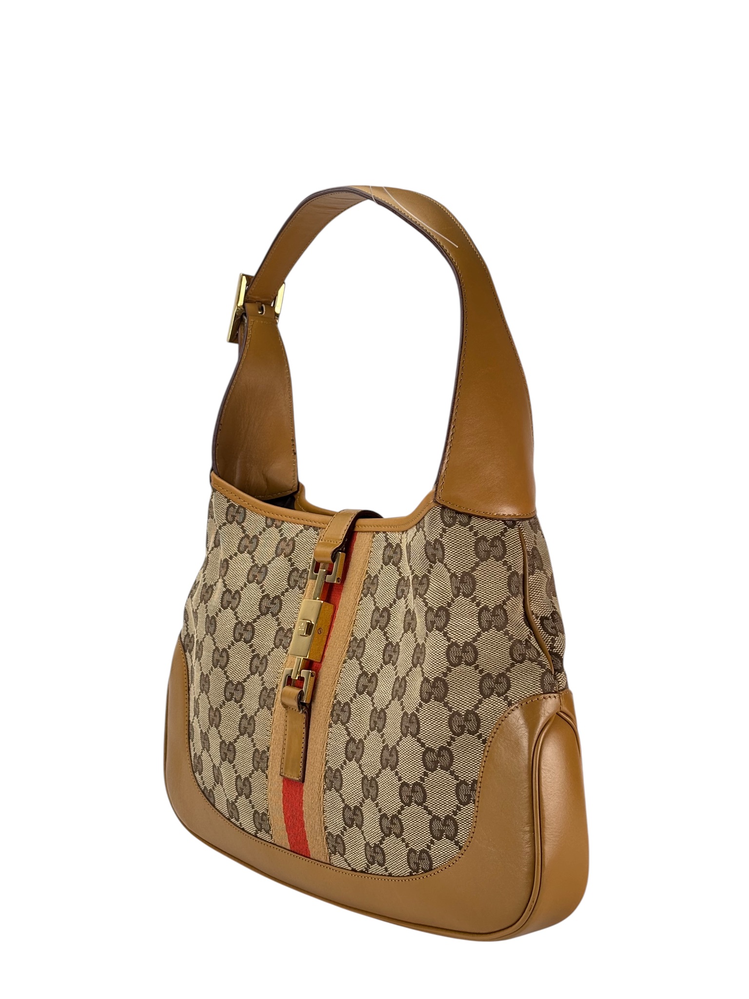 GUCCI - Brown Canvas Jackie GG Hobo Bag