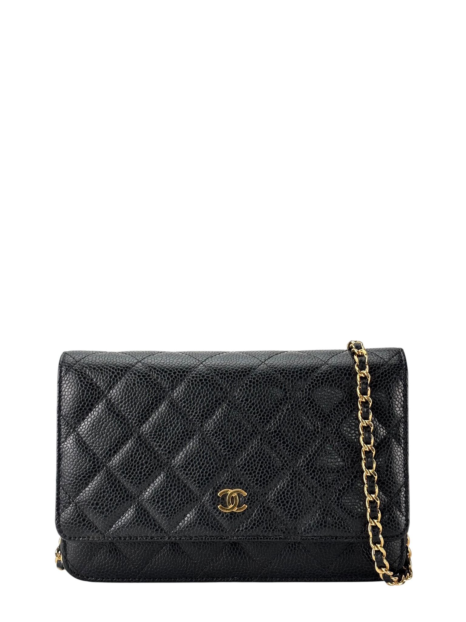 CHANEL - Black Caviar Wallet On Chain Gold-Tone Metal (WOC)