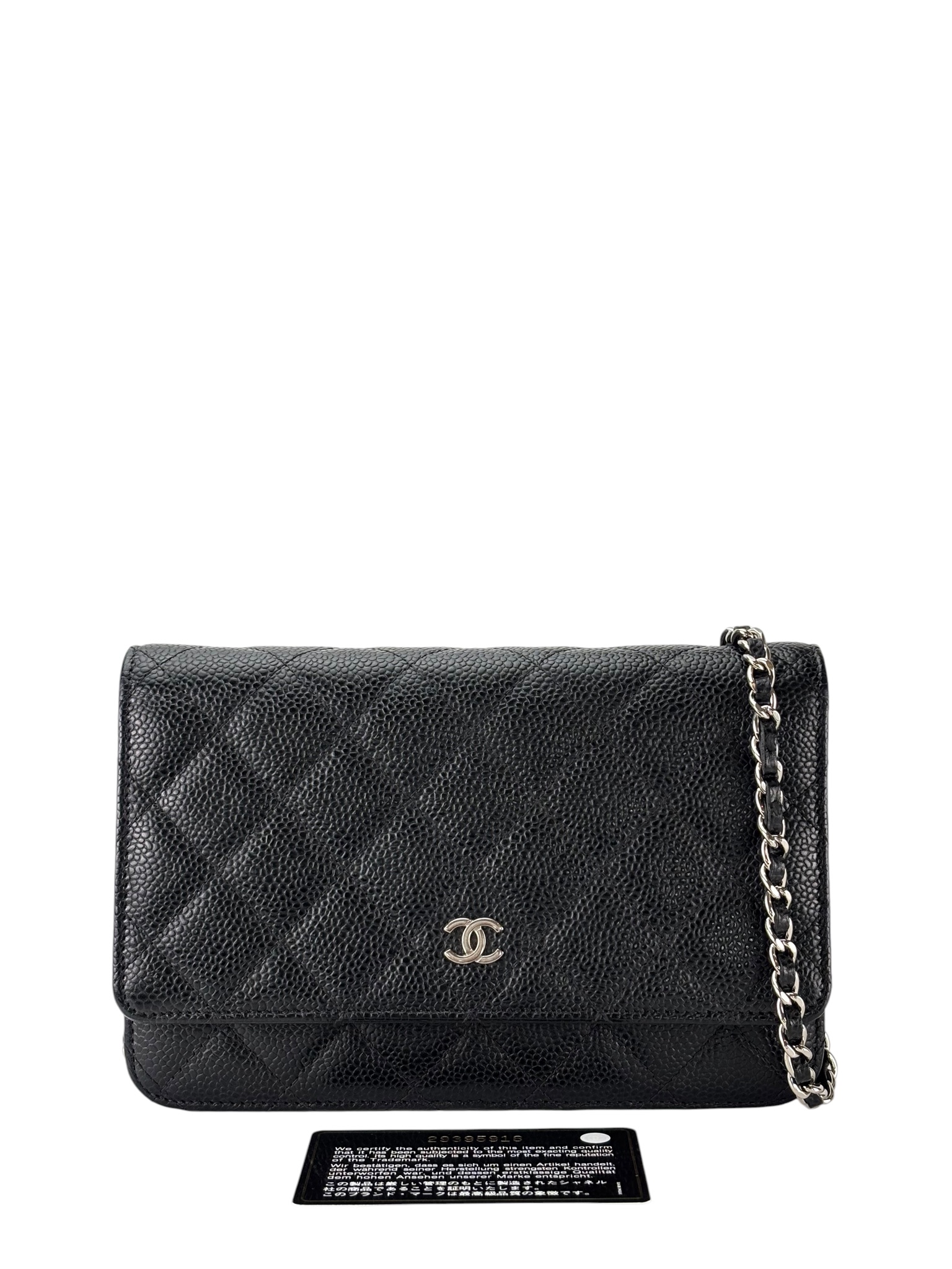 CHANEL - Black Caviar Wallet On Chain Silver-Tone Metal (WOC)