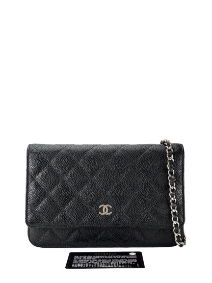 CHANEL - Black Caviar Wallet On Chain Silver-Tone Metal (WOC)