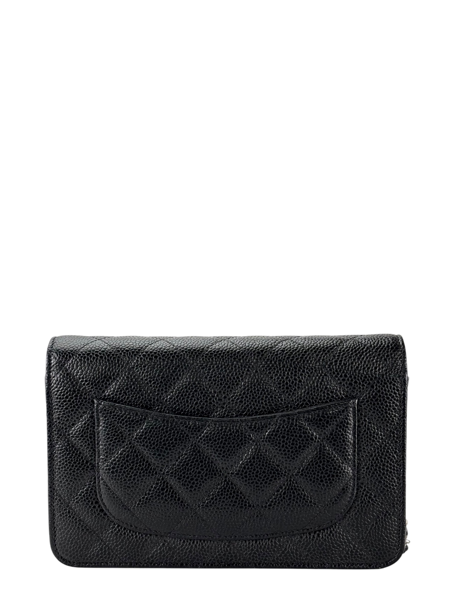 CHANEL - Black Caviar Wallet On Chain Silver-Tone Metal (WOC)