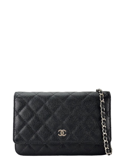CHANEL - Black Caviar Wallet On Chain Silver-Tone Metal (WOC)