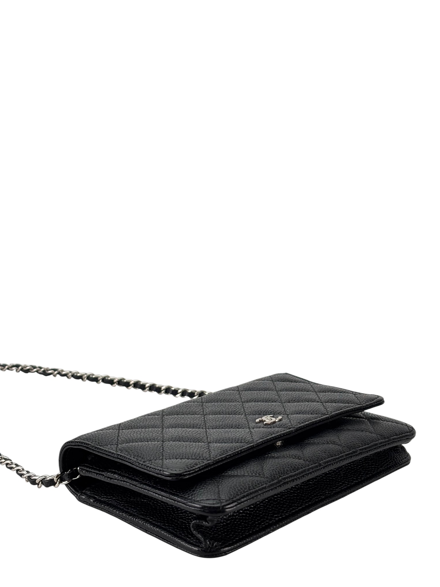 CHANEL - Black Caviar Wallet On Chain Silver-Tone Metal (WOC)