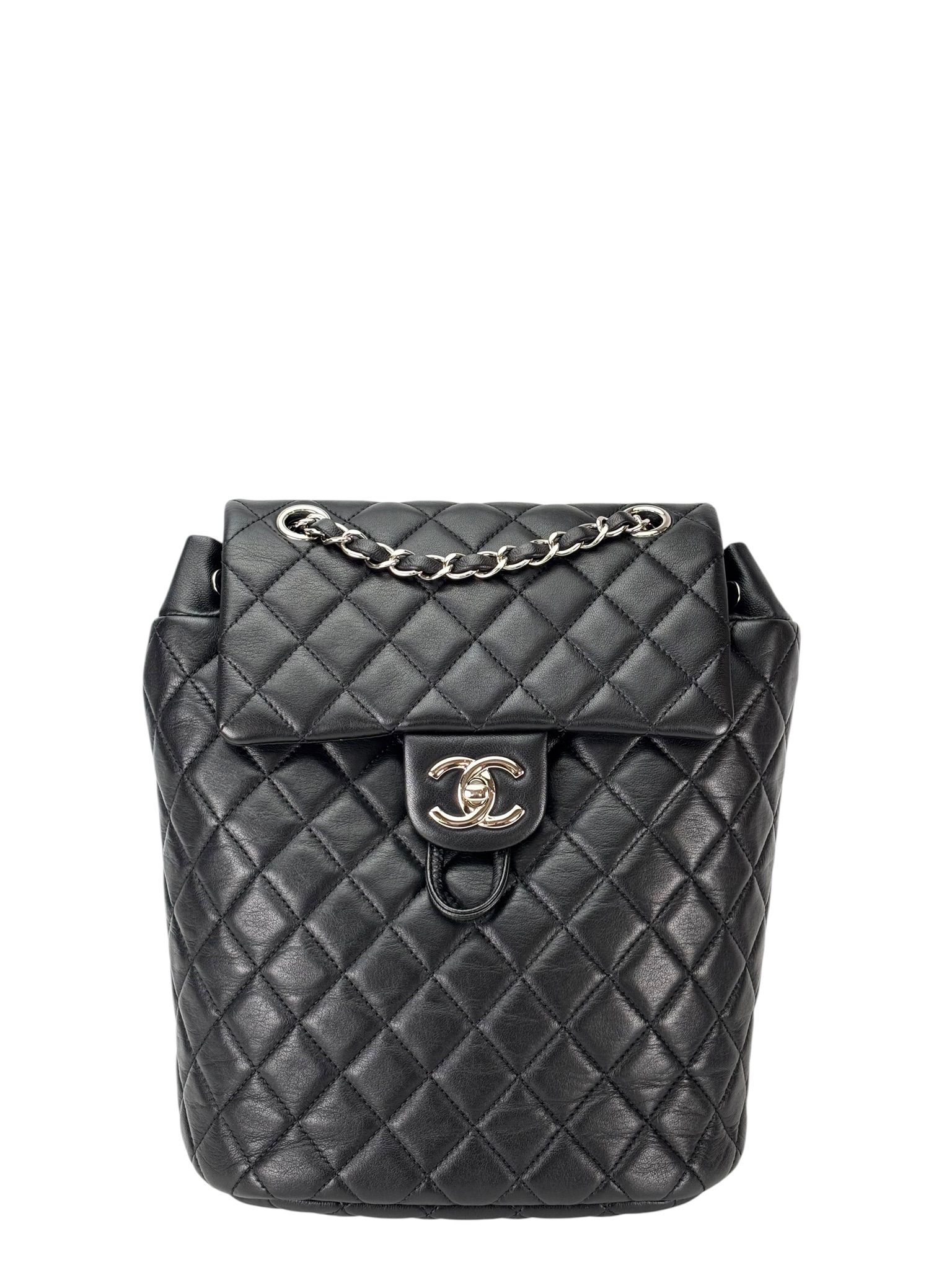CHANEL - Black Lambskin Quilted Urban Spirit Backpack Bag