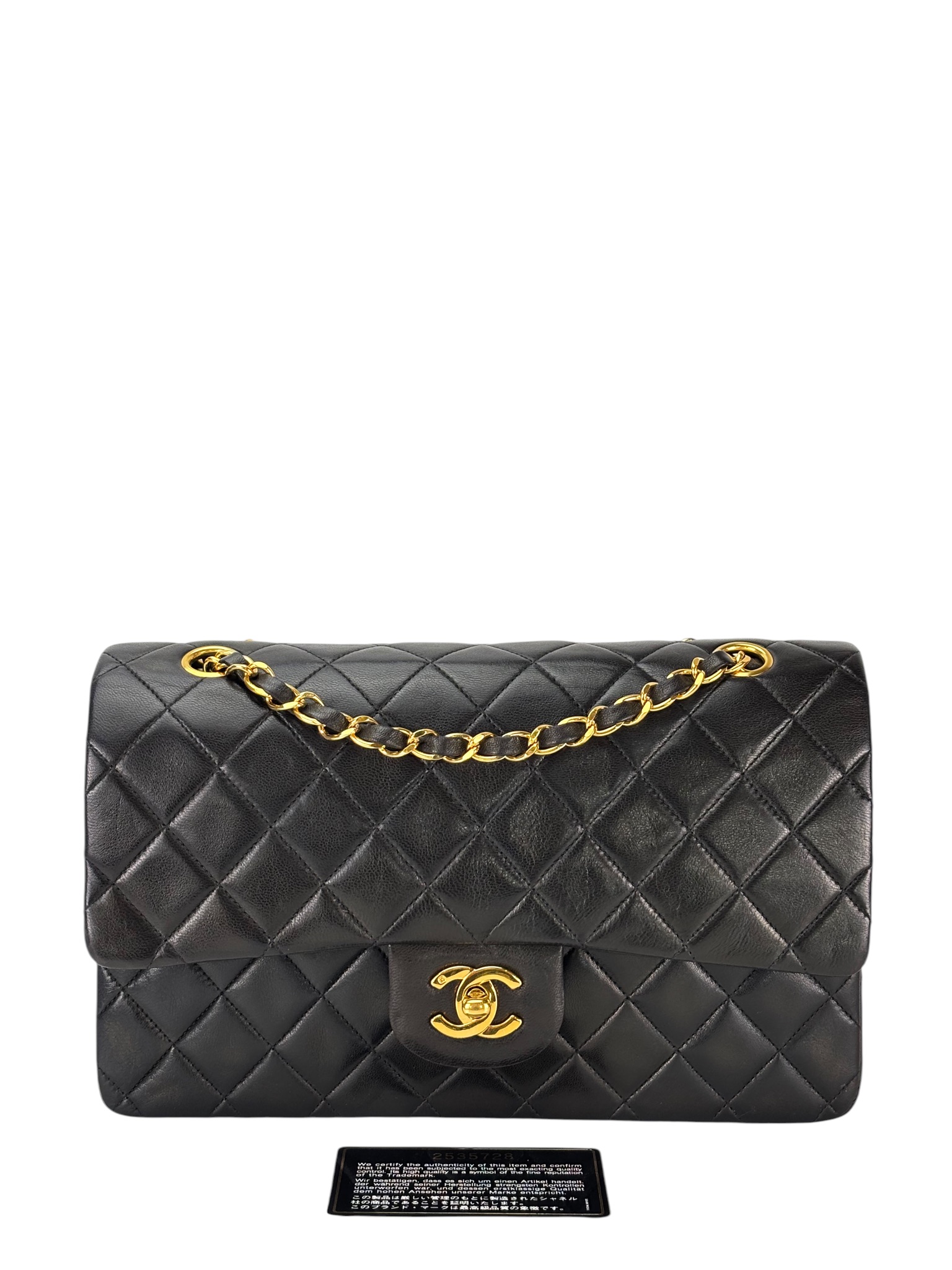 CHANEL - Medium Classic Double Flap Bag Black Lambskin Gold Hardware (CF25)