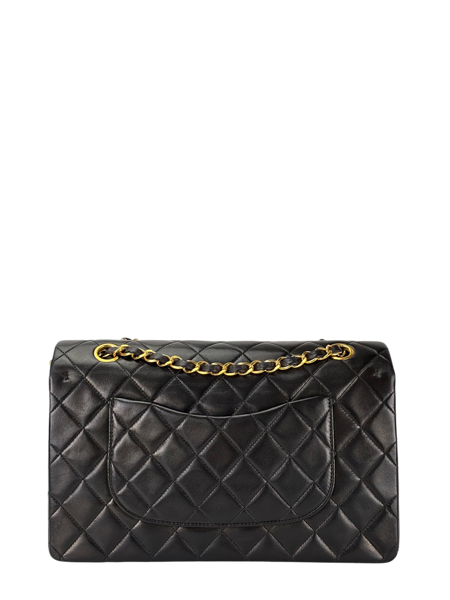 CHANEL - Medium Classic Double Flap Bag Black Lambskin Gold Hardware (CF25)