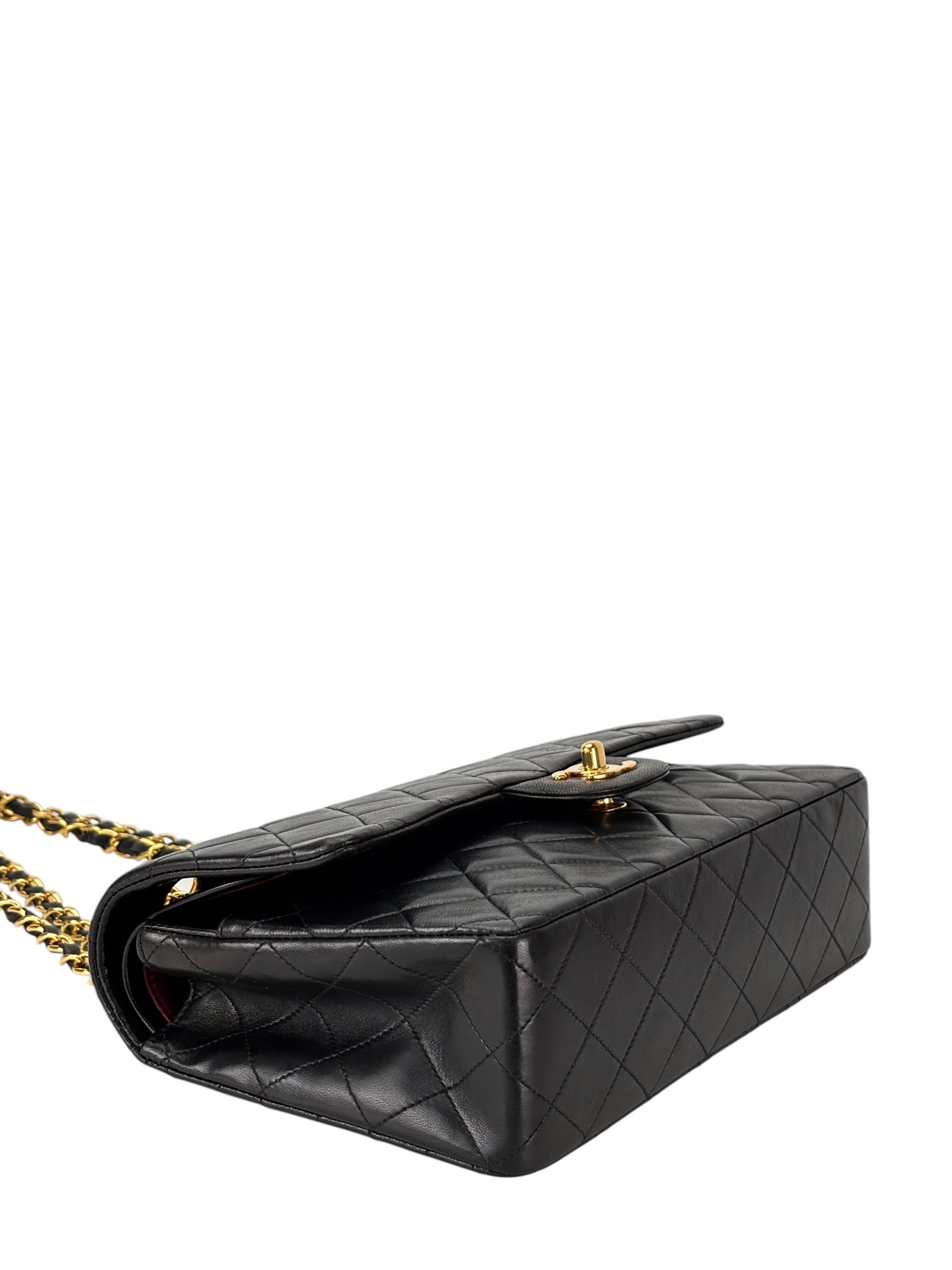 CHANEL - Medium Classic Double Flap Bag Black Lambskin Gold Hardware (CF25)