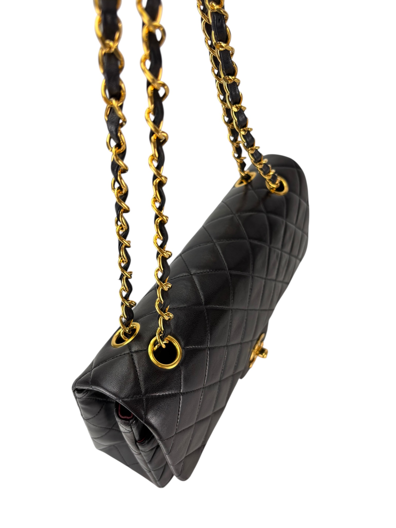 CHANEL - Medium Classic Double Flap Bag Black Lambskin Gold Hardware (CF25)