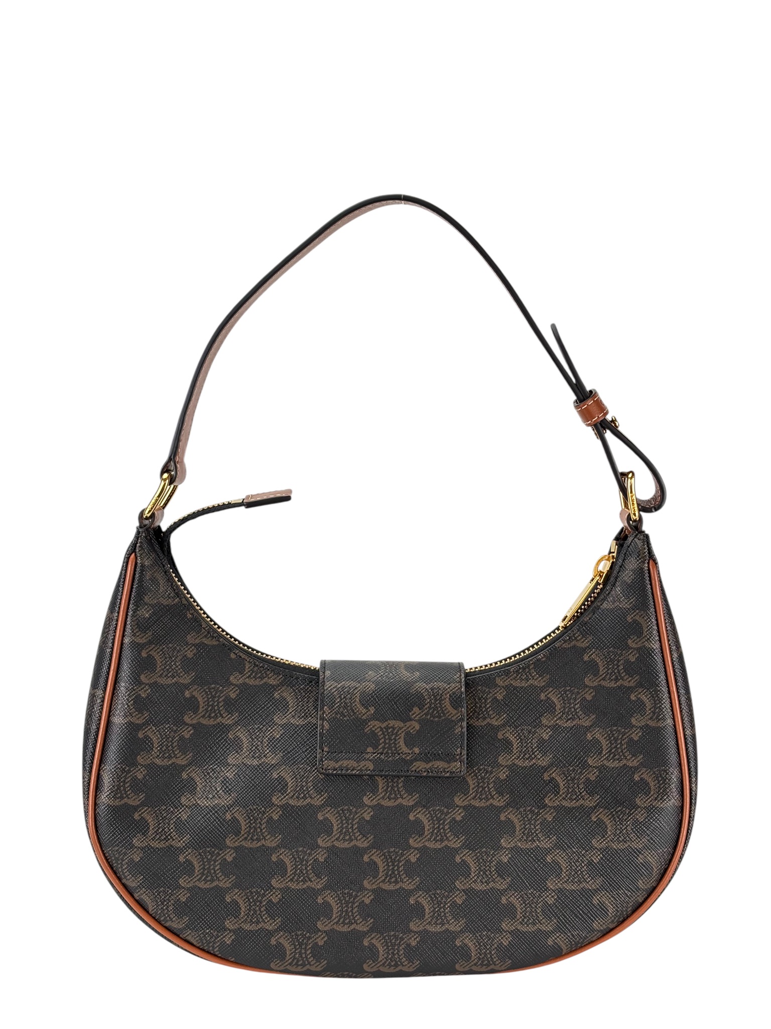 CELINE - Medium Brown Canvas Ava Triomphe Shoulder Bag 