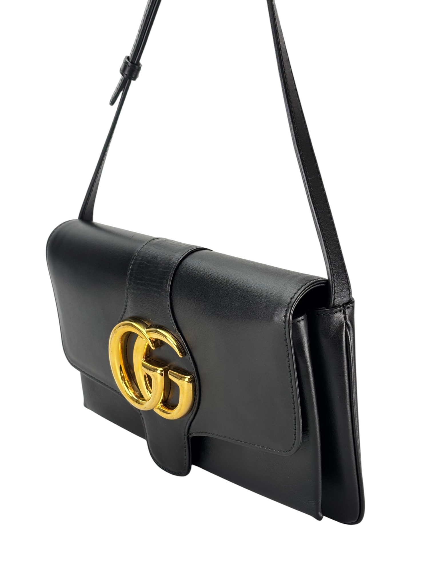 GUCCI - Black Leather Arli GG Marmont Shoulder Bag