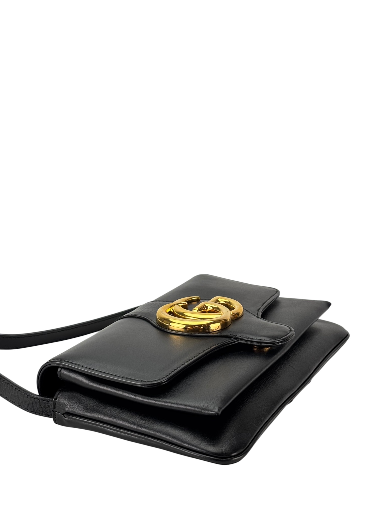 GUCCI - Black Leather Arli GG Marmont Shoulder Bag