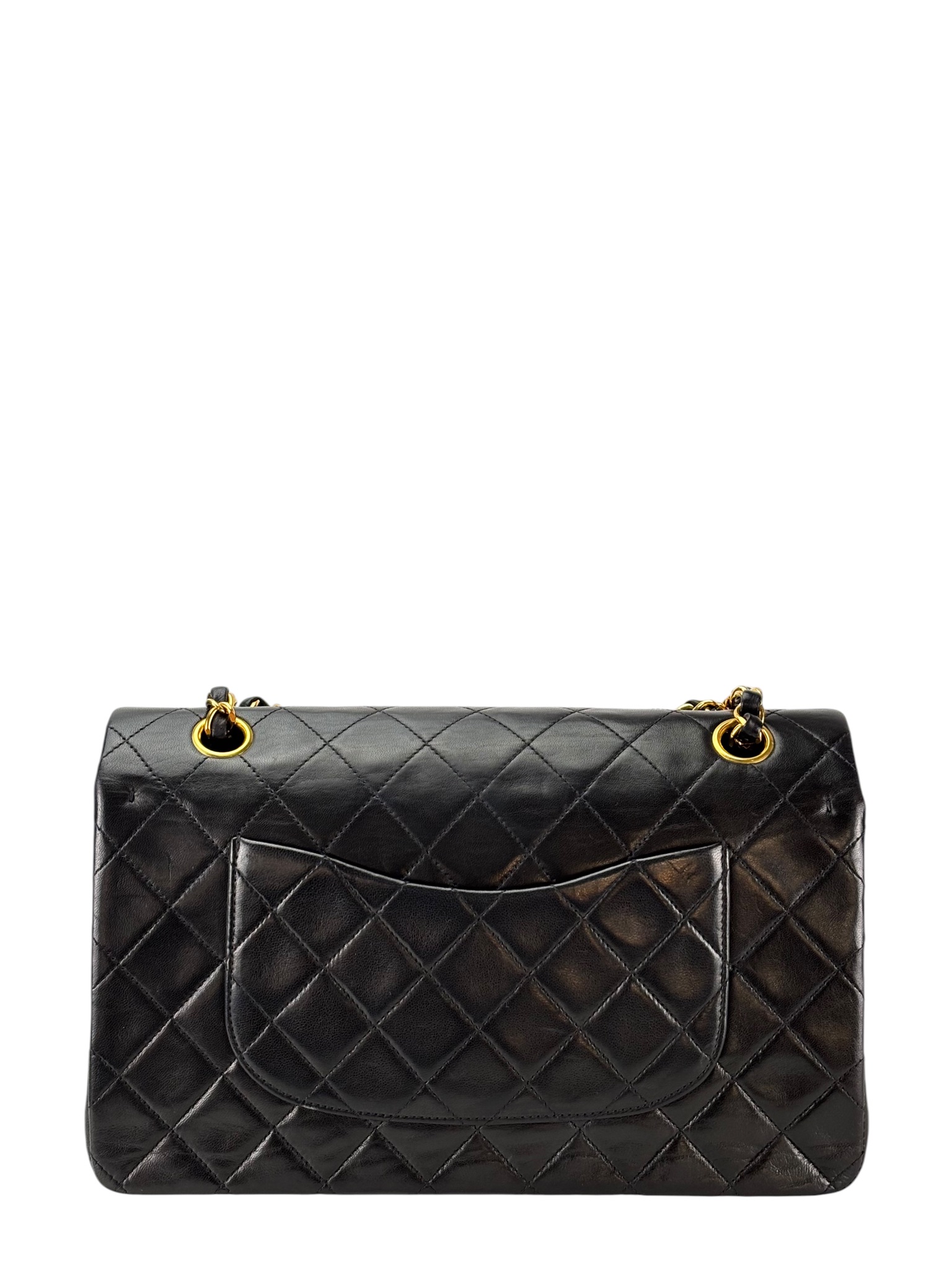 CHANEL - Medium Classic Double Flap Bag Black Lambskin Gold Hardware (CF25)