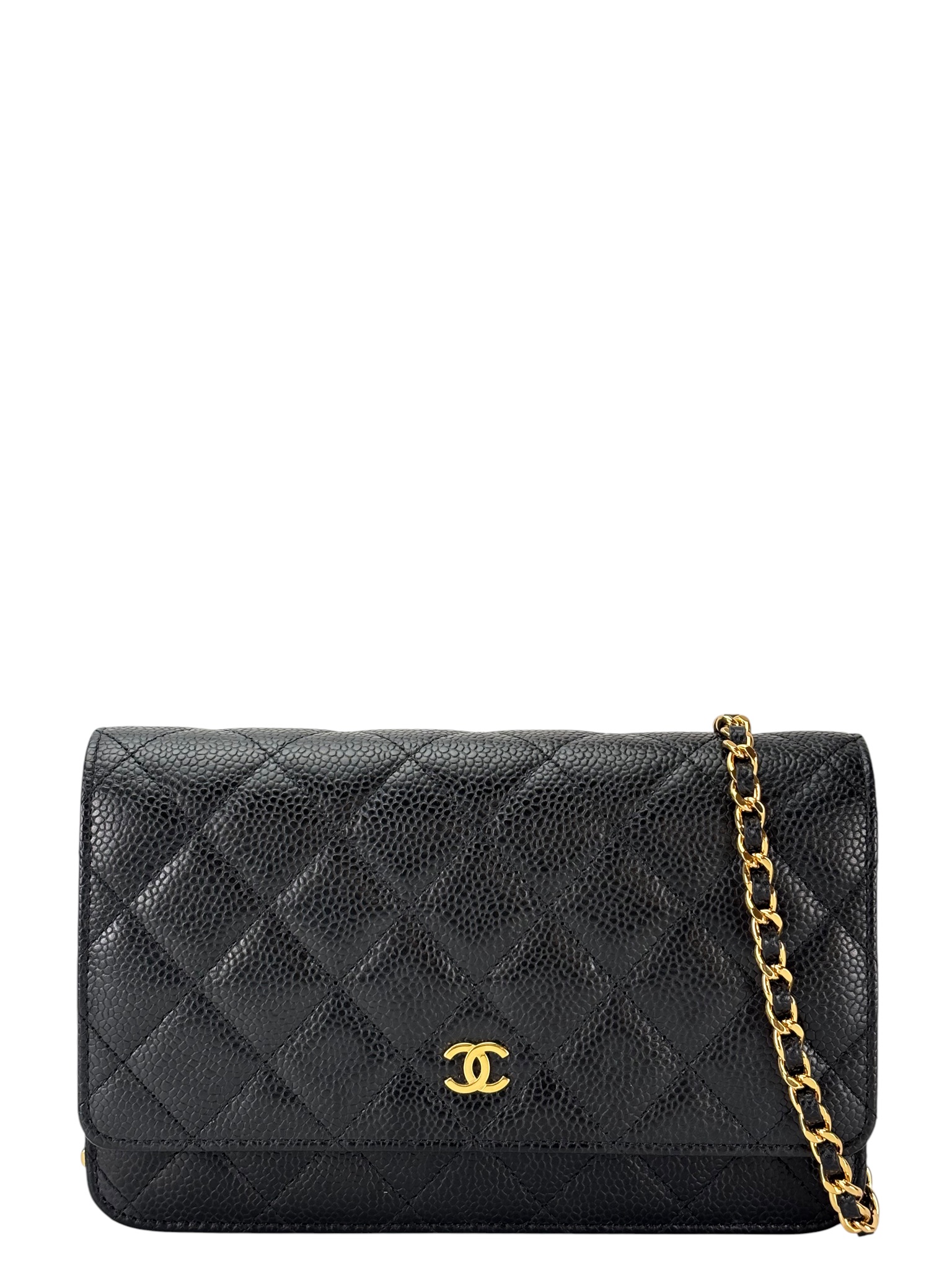 CHANEL - Black Caviar Wallet On Chain Gold-Tone Metal (WOC)