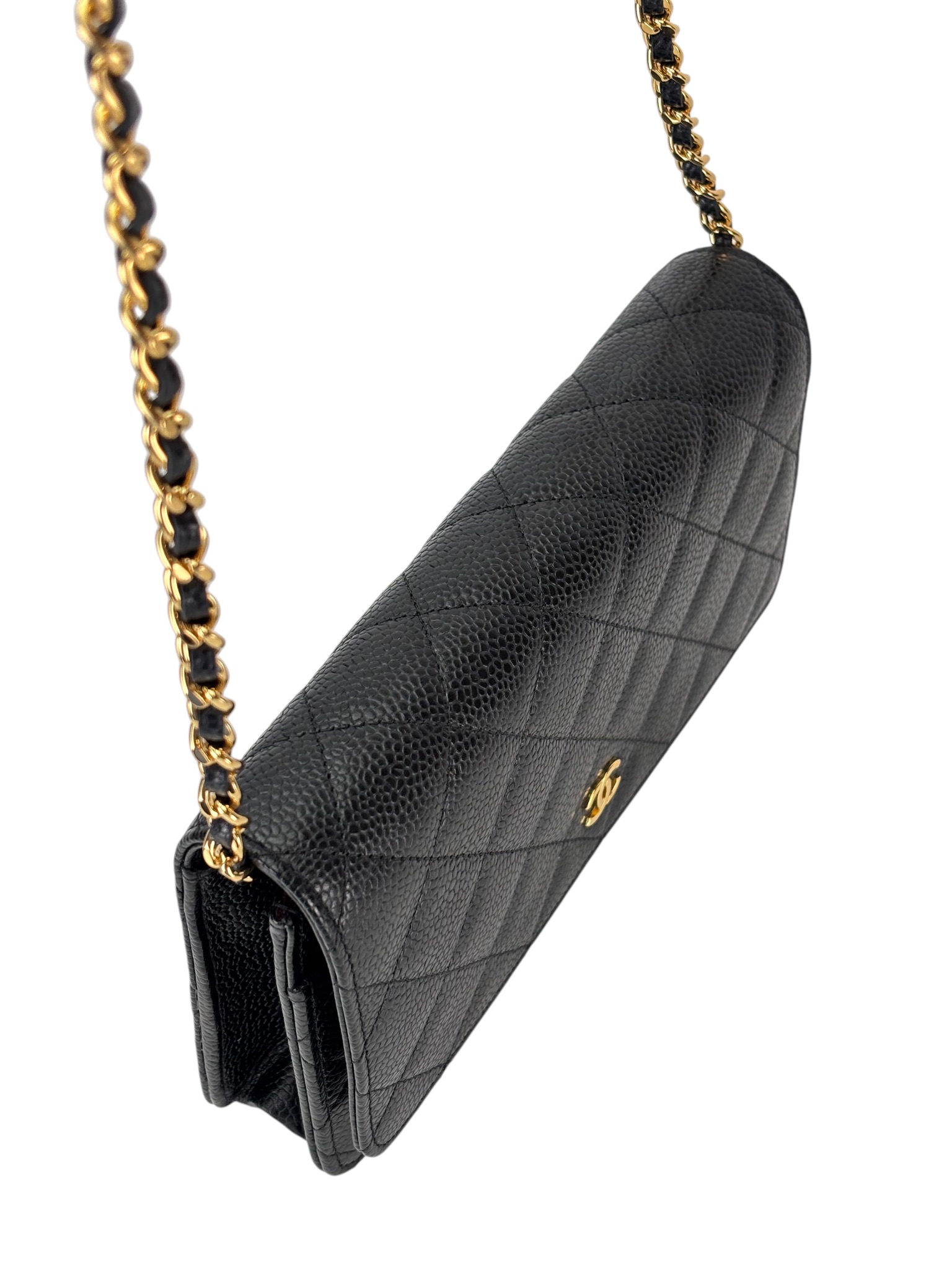 CHANEL - Black Caviar Wallet On Chain Gold-Tone Metal (WOC)