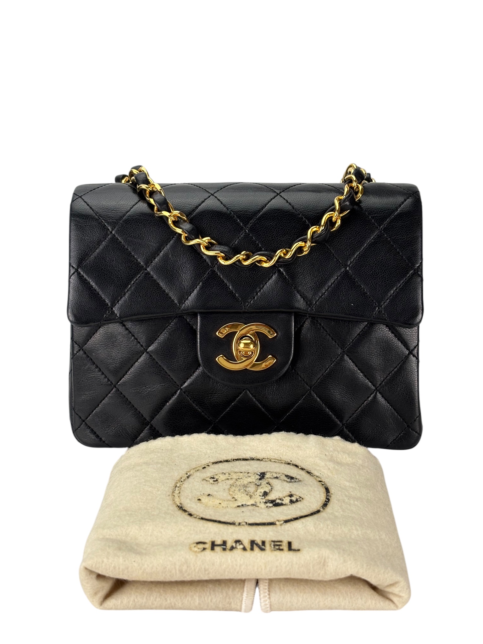 CHANEL - Black Lambskin Square 17 Shoulder Bag