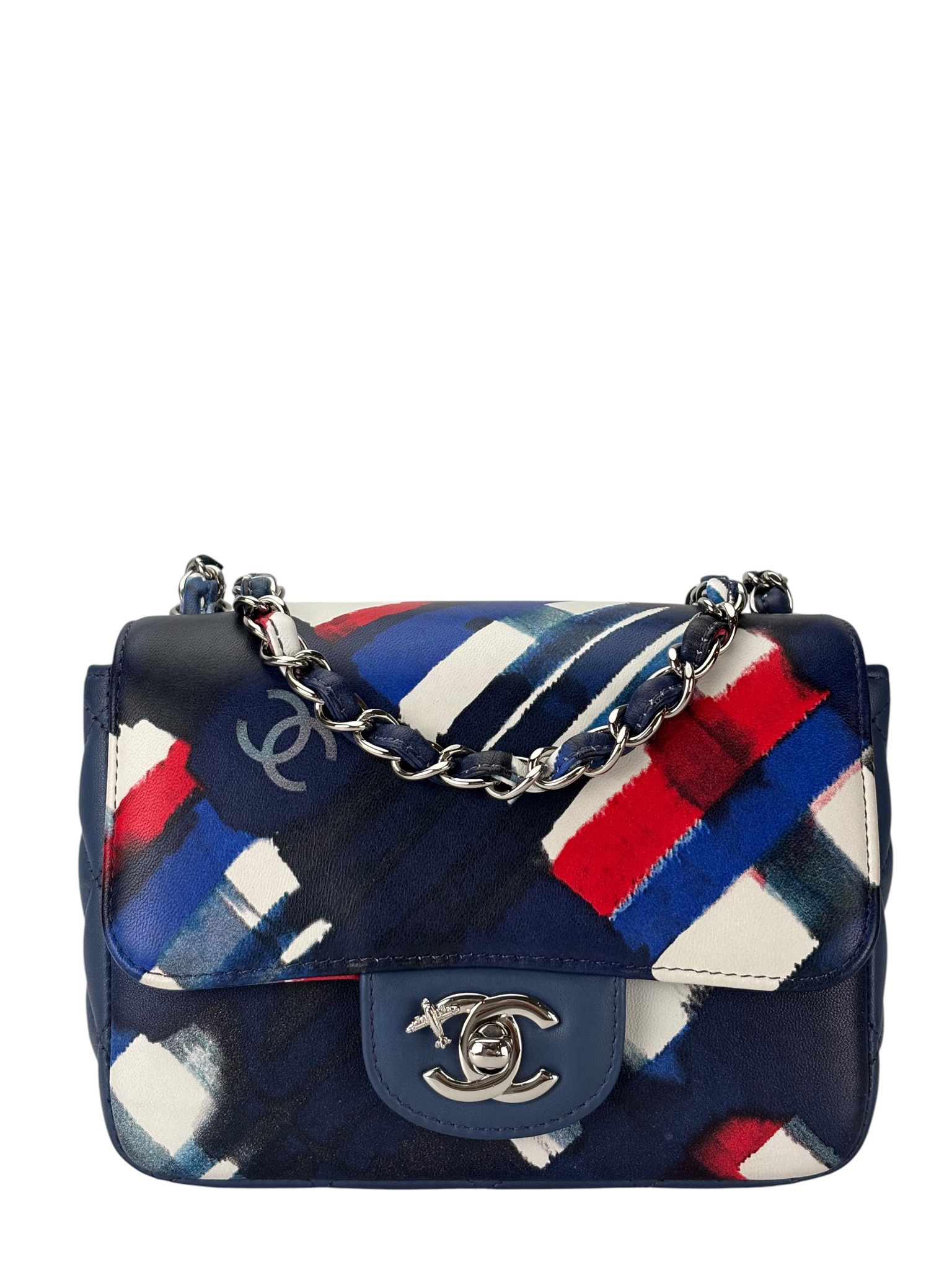 CHANEL - Blue Lambskin Graffiti Mini Flap Bag