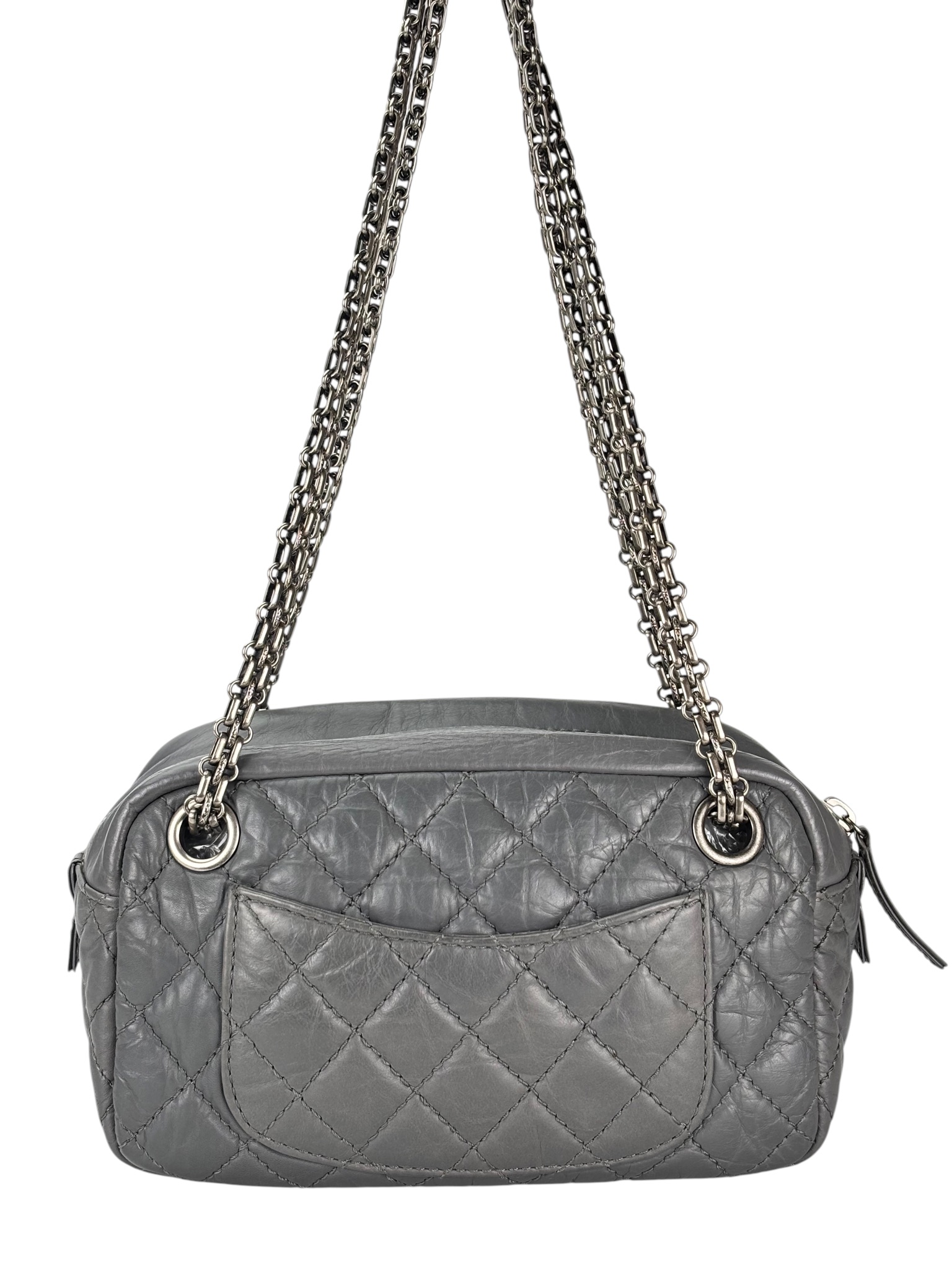 CHANEL - Gray Calfskin Reissue Quilted Camera Bag