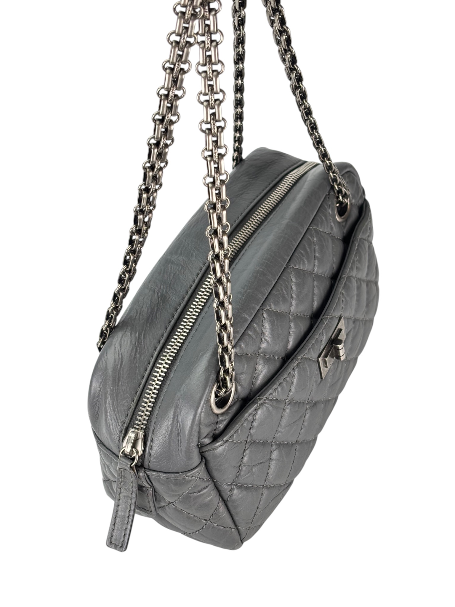 CHANEL - Gray Calfskin Reissue Quilted Camera Bag