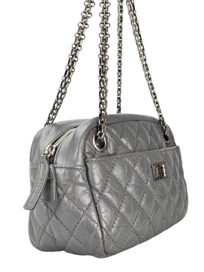 CHANEL - Gray Calfskin Reissue Quilted Camera Bag