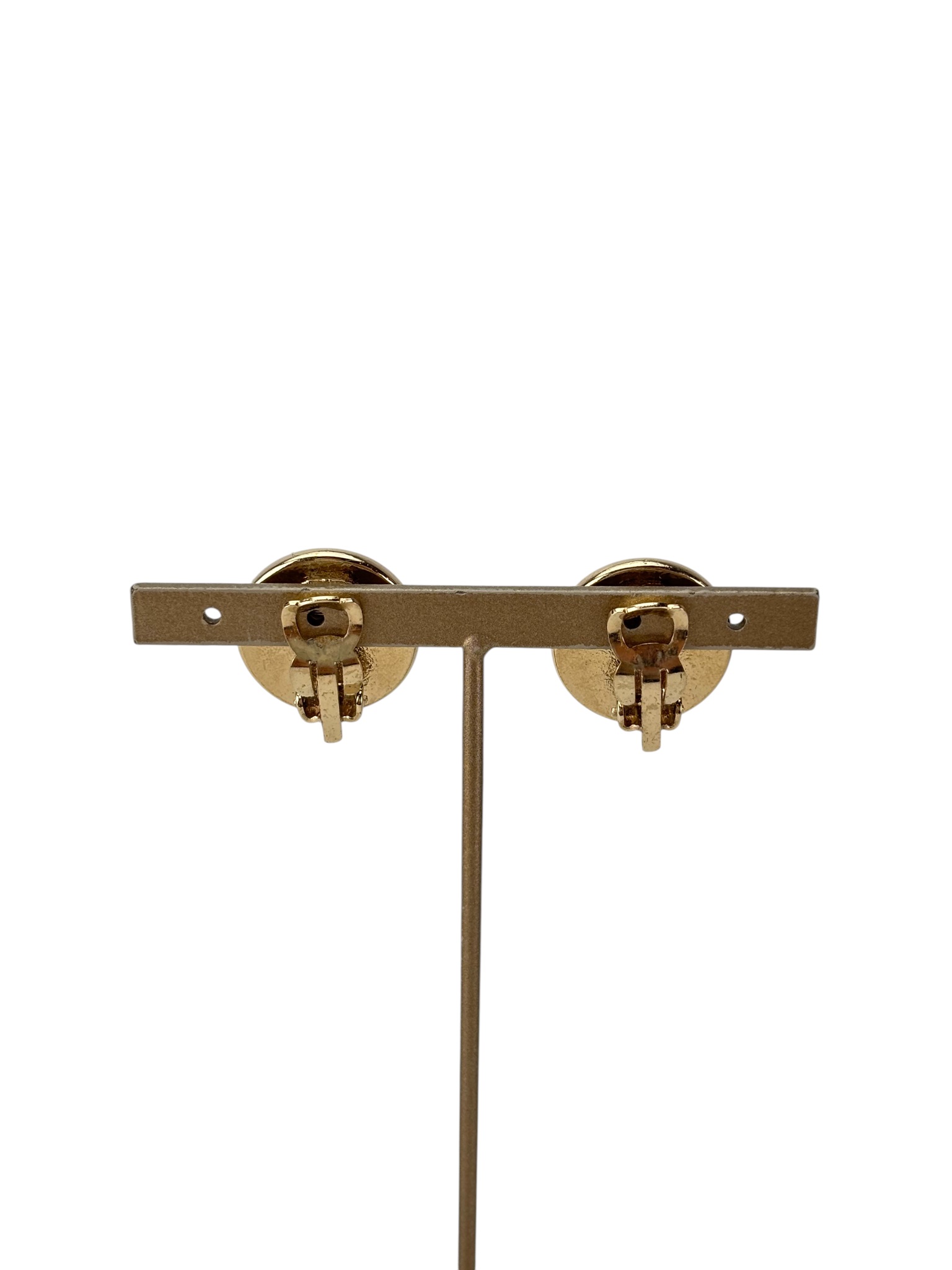 CHANEL - 04A Gold Black Coco Mark Clip On Earrings