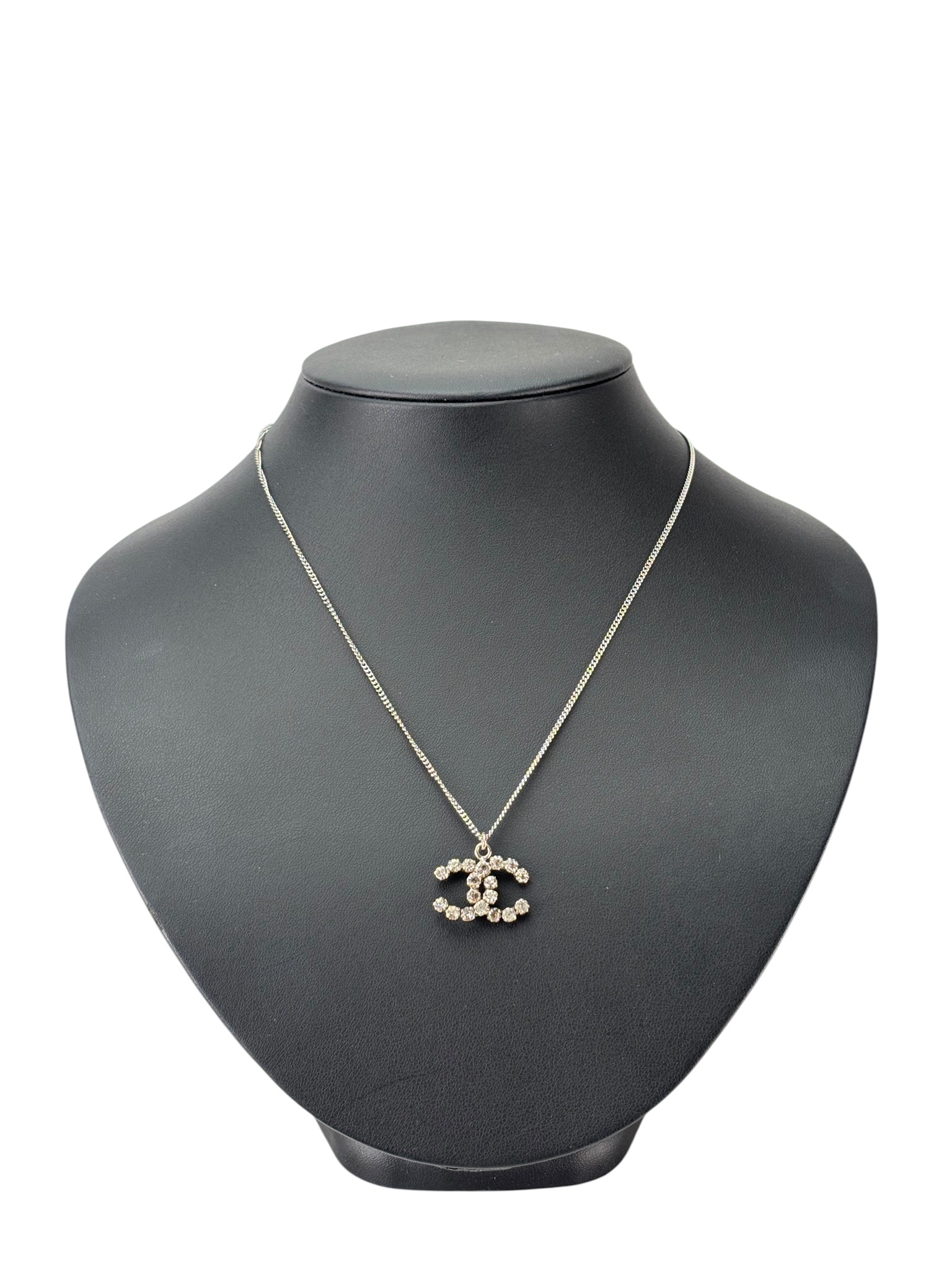 CHANEL - 00A Silver CC Crystal Necklace