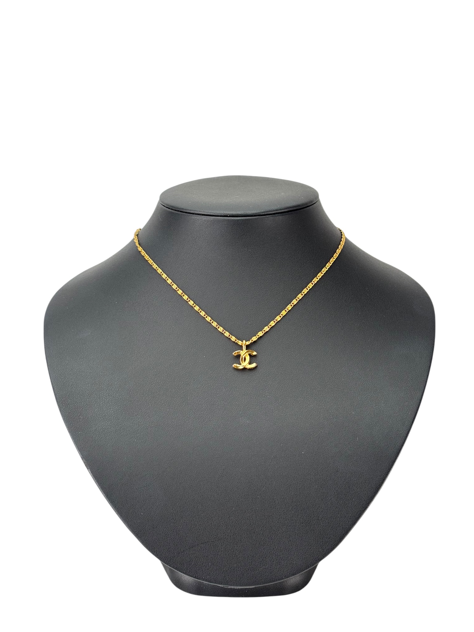 CHANEL - Gold CC Logo Pendant Necklace  