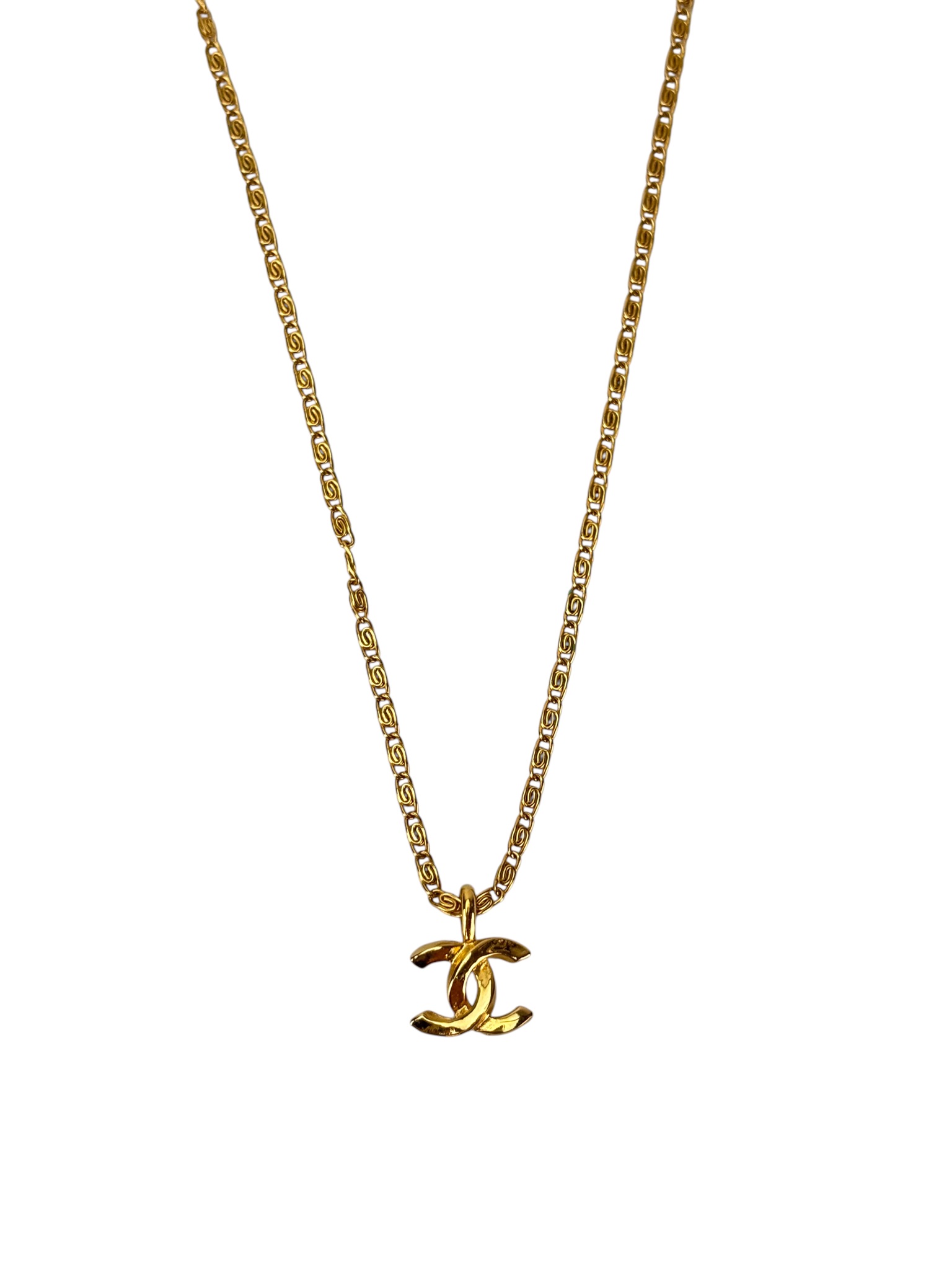 CHANEL - Gold CC Logo Pendant Necklace  