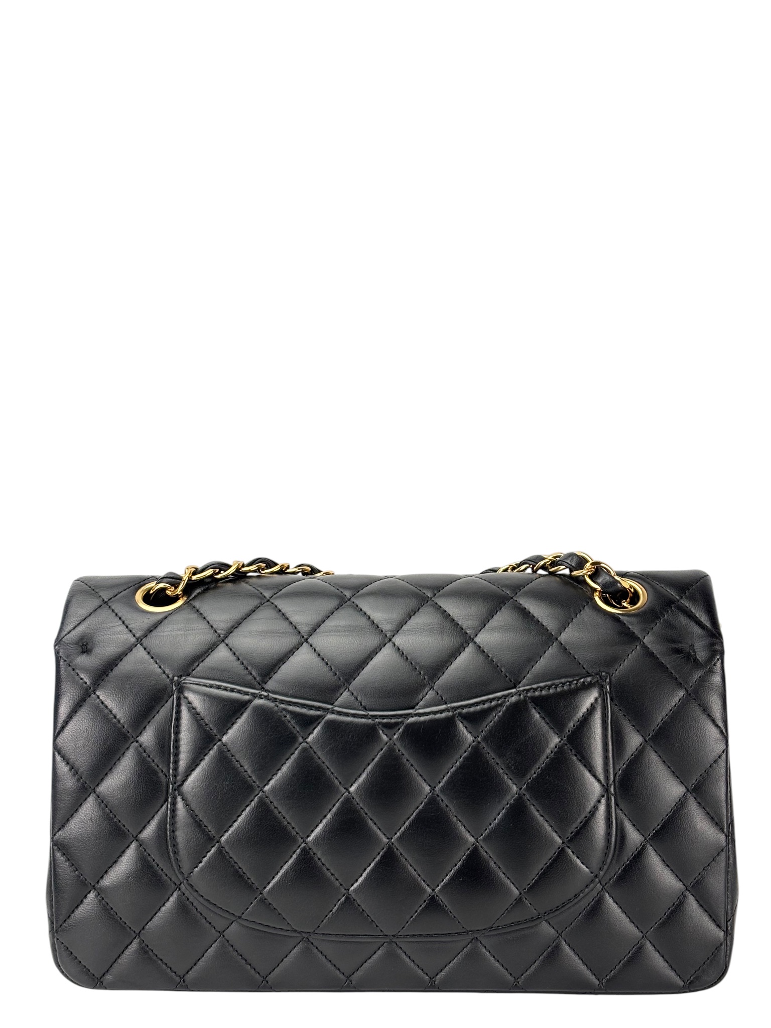 CHANEL - Medium Classic Double Flap Bag Black Lambskin Gold Hardware (CF25)