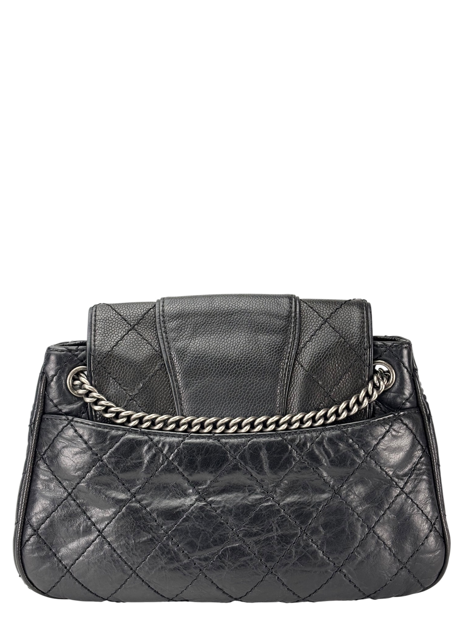 CHANEL - Black Caviar Bubble Graphic Messenger Bag