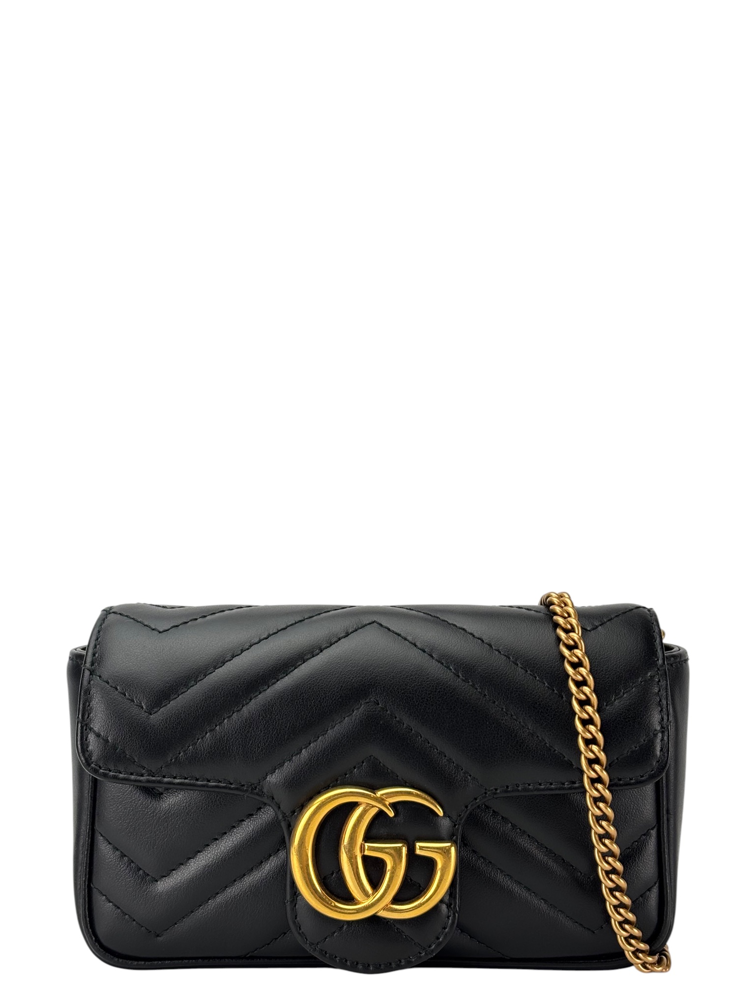 GUCCI - Black Leather GG Marmont Mini Bag