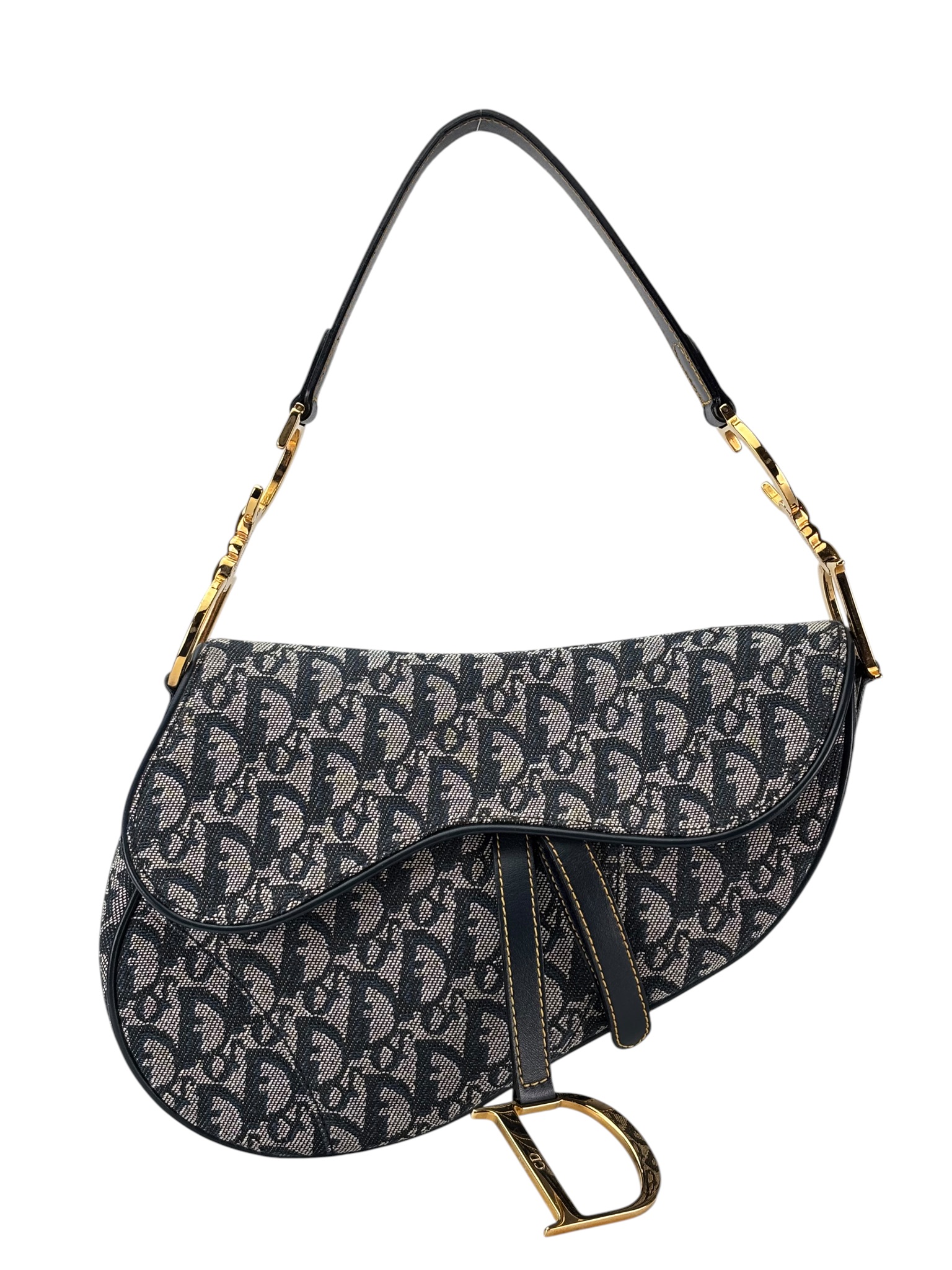 CHRISTIAN DIOR - Navy Oblique Saddle Handbag