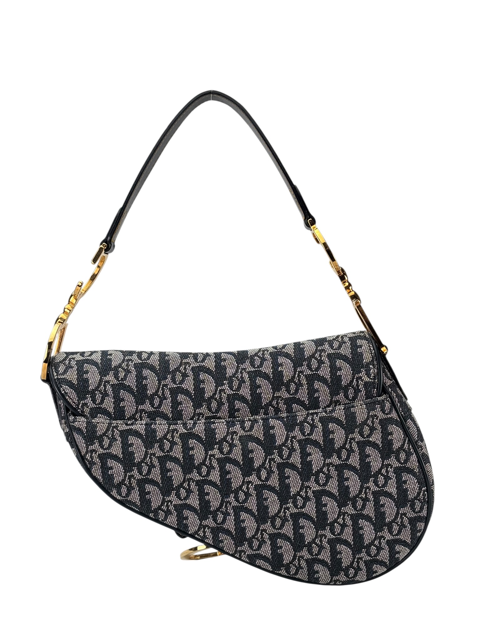 CHRISTIAN DIOR - Navy Oblique Saddle Handbag