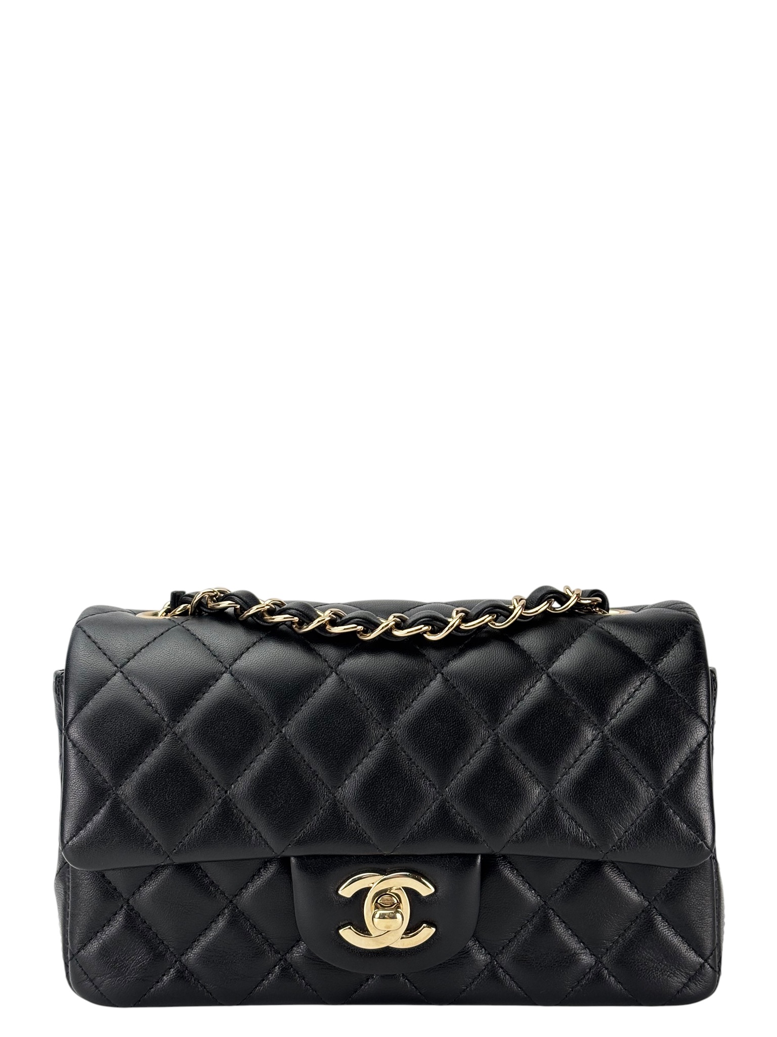 CHANEL - Small Classic Single Flap Bag Black Lambskin Sliver Hardware（CF20）