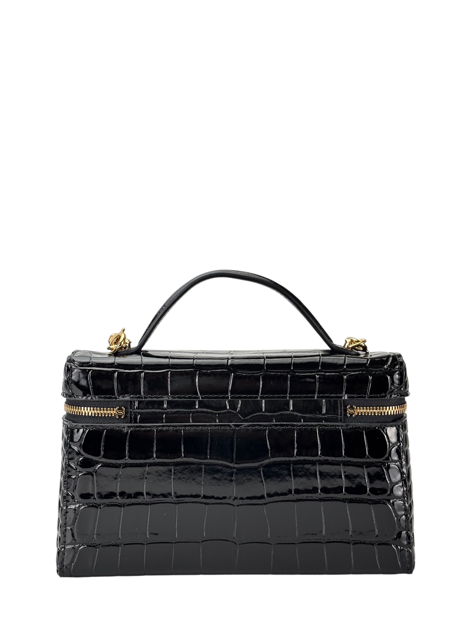 CHANEL - Black LambskinTop Handle Vanity Case Bag