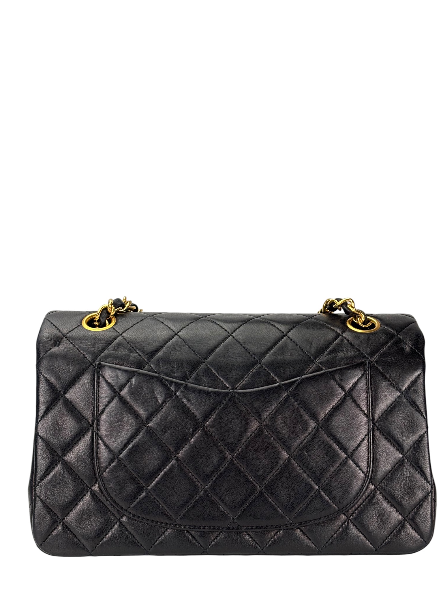 CHANEL - Medium Classic Double Flap Bag Black Lambskin Gold Hardware (CF25) 