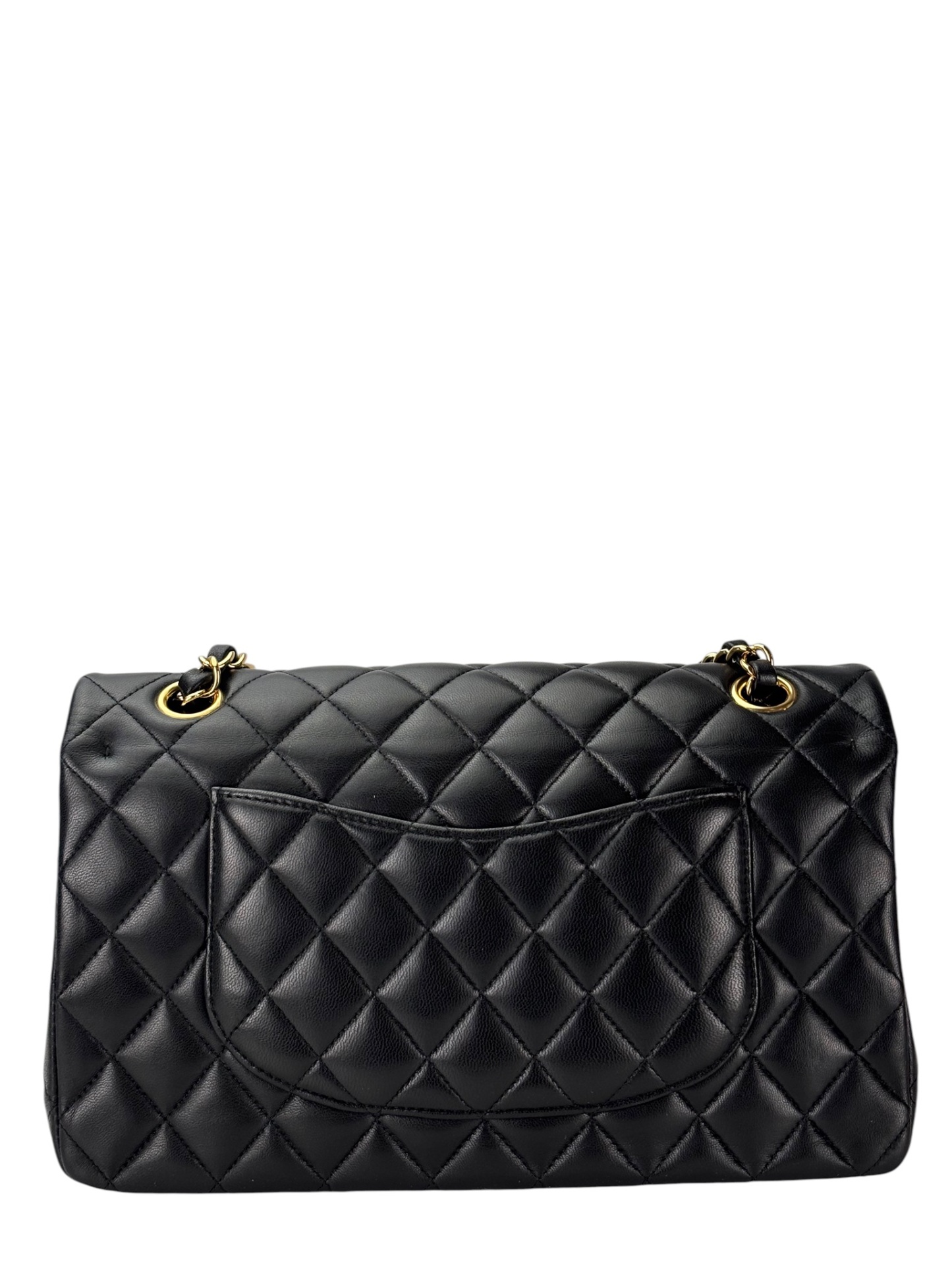 CHANEL - Medium Classic Double Flap Bag Black Lambskin Gold Hardware (CF25) 