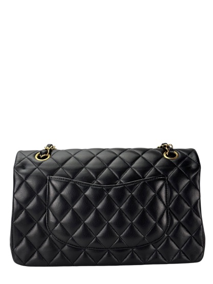 CHANEL - Medium Classic Double Flap Bag Black Lambskin Gold Hardware (CF25) 