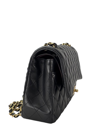 CHANEL - Medium Classic Double Flap Bag Black Lambskin Gold Hardware (CF25) 