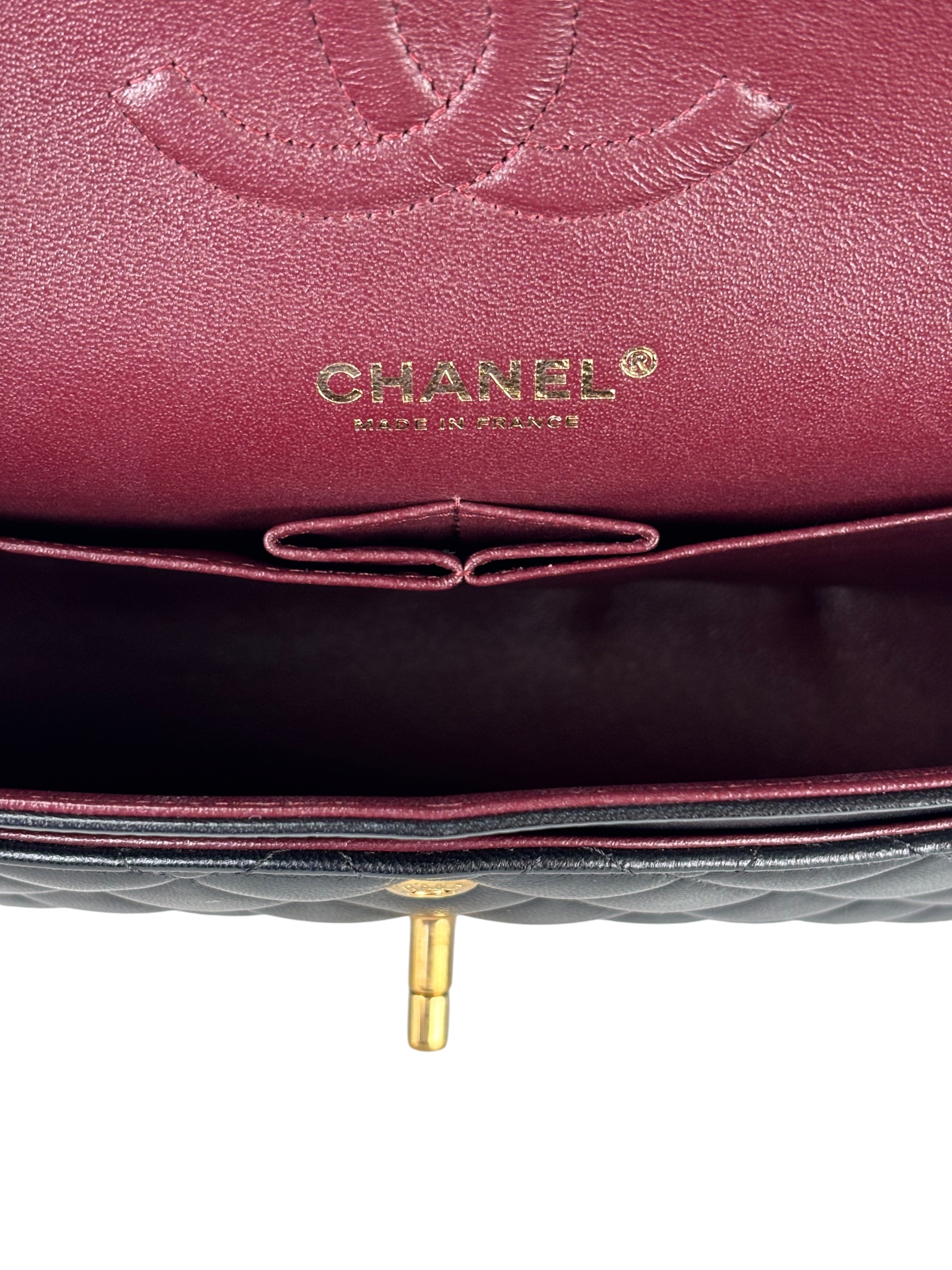 CHANEL - Medium Classic Double Flap Bag Black Lambskin Gold Hardware (CF25) 