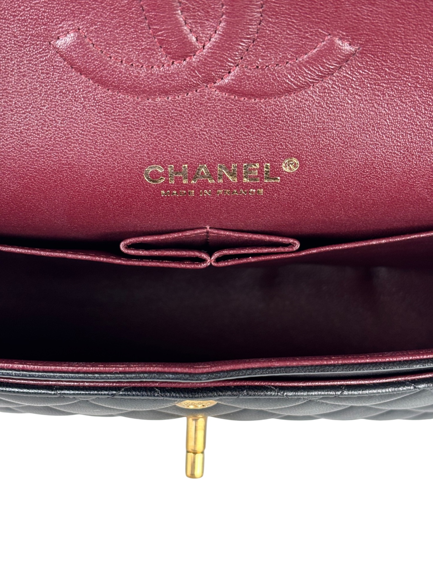 CHANEL - Medium Classic Double Flap Bag Black Lambskin Gold Hardware (CF25) 