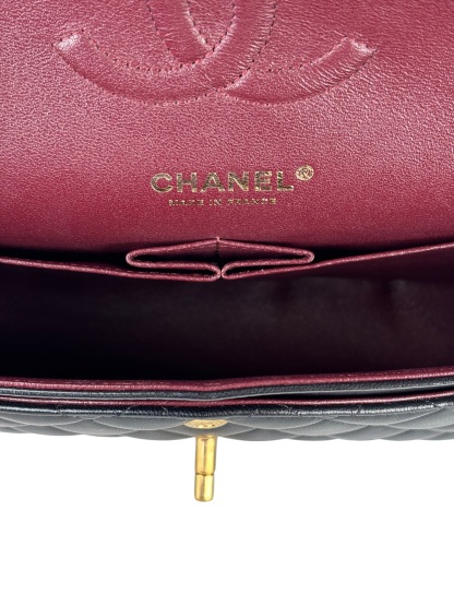 CHANEL - Medium Classic Double Flap Bag Black Lambskin Gold Hardware (CF25) 