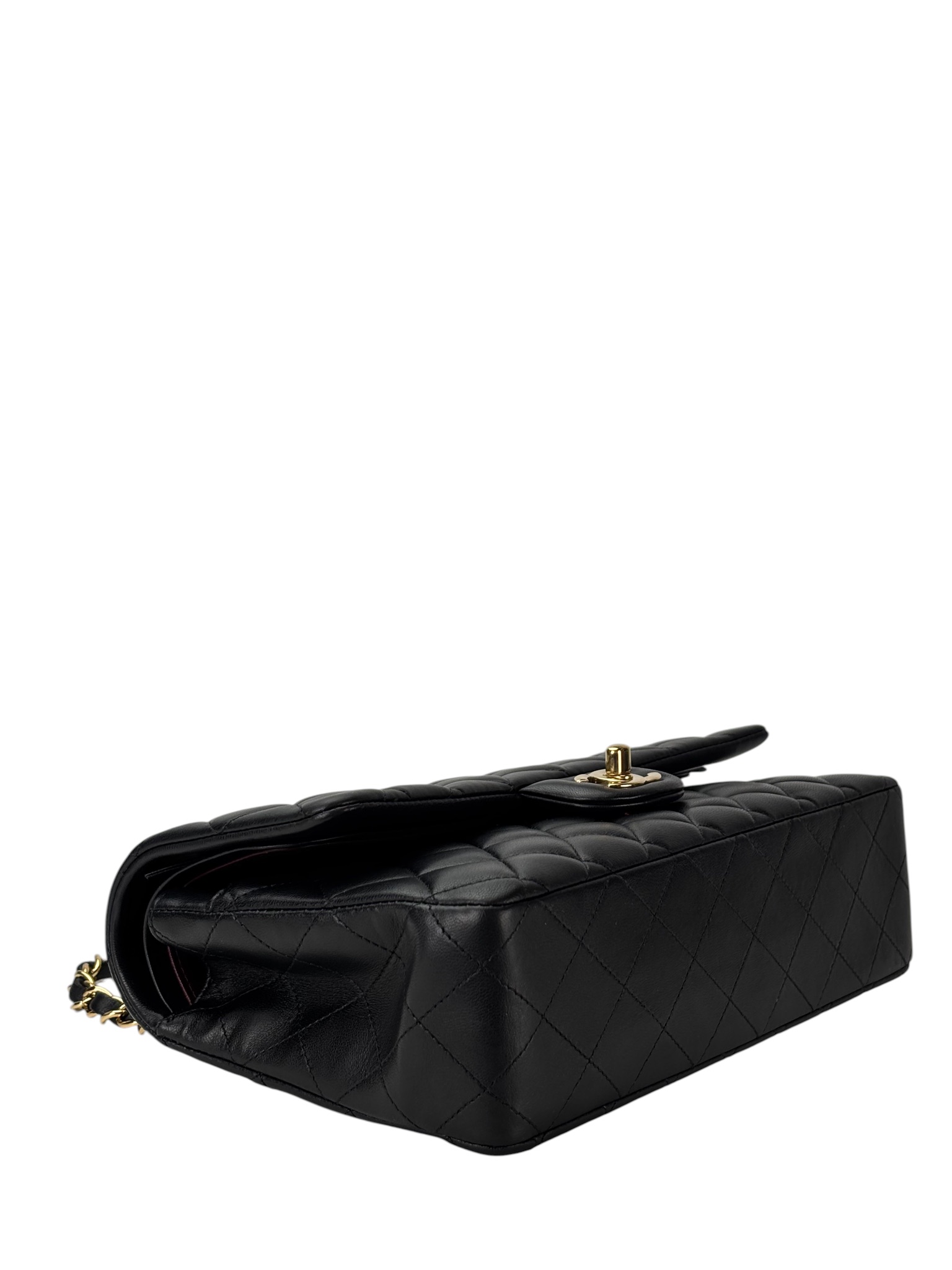 CHANEL - Medium Classic Double Flap Bag Black Lambskin Gold Hardware (CF25) 