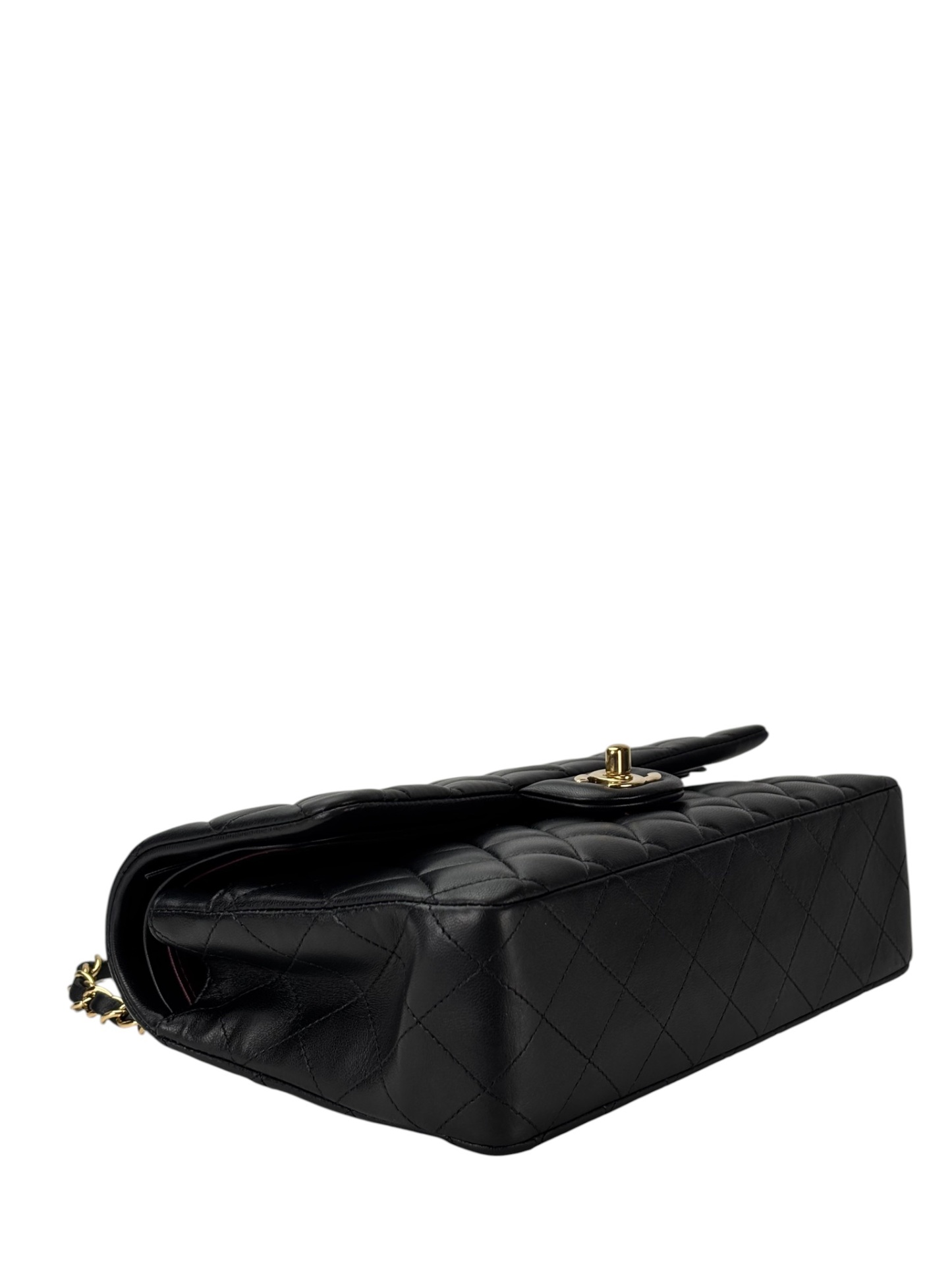 CHANEL - Medium Classic Double Flap Bag Black Lambskin Gold Hardware (CF25) 