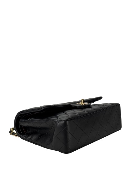 CHANEL - Medium Classic Double Flap Bag Black Lambskin Gold Hardware (CF25) 