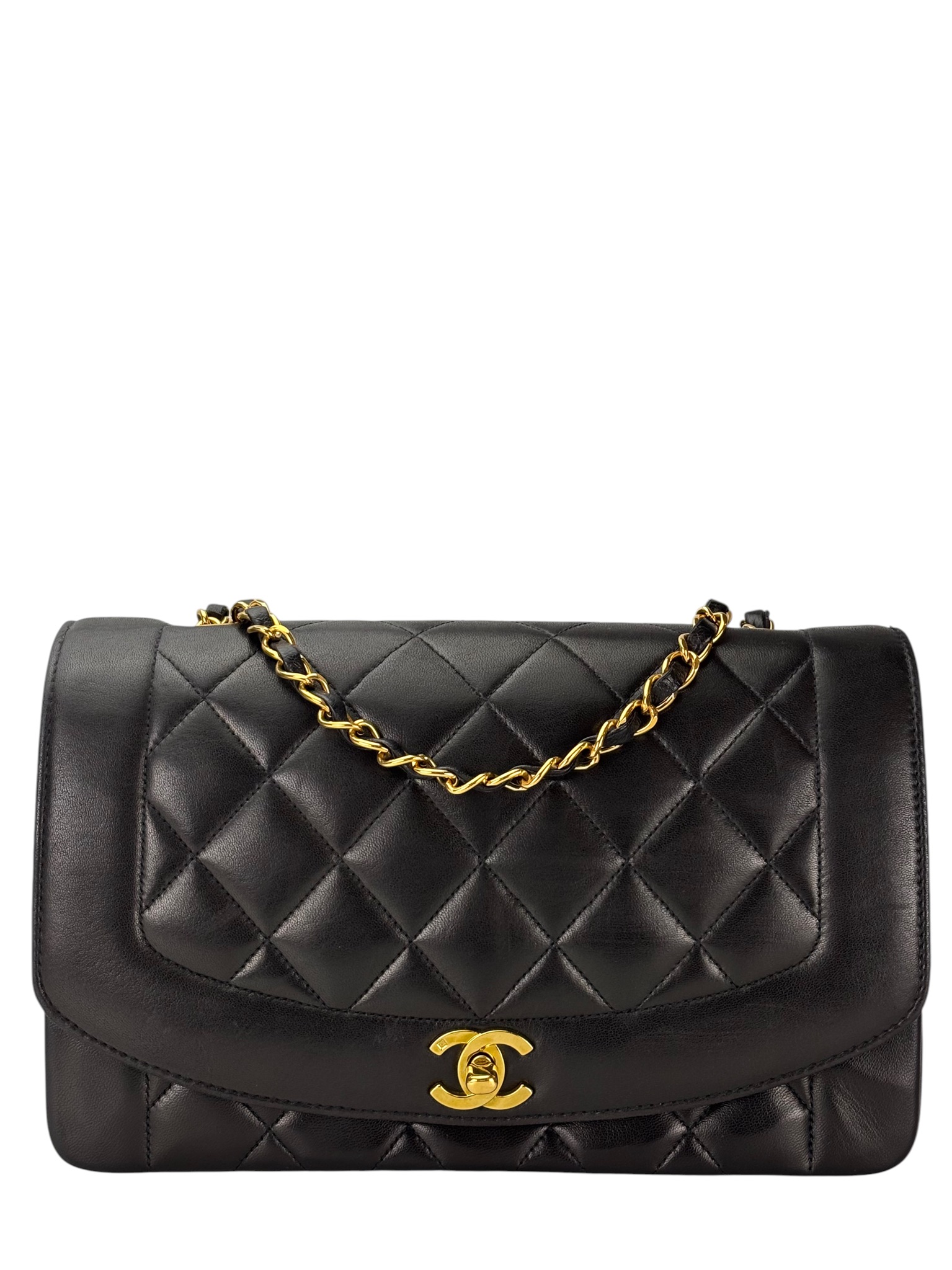 CHANEL - Black Lambskin Medium Diana Shoulder Bag