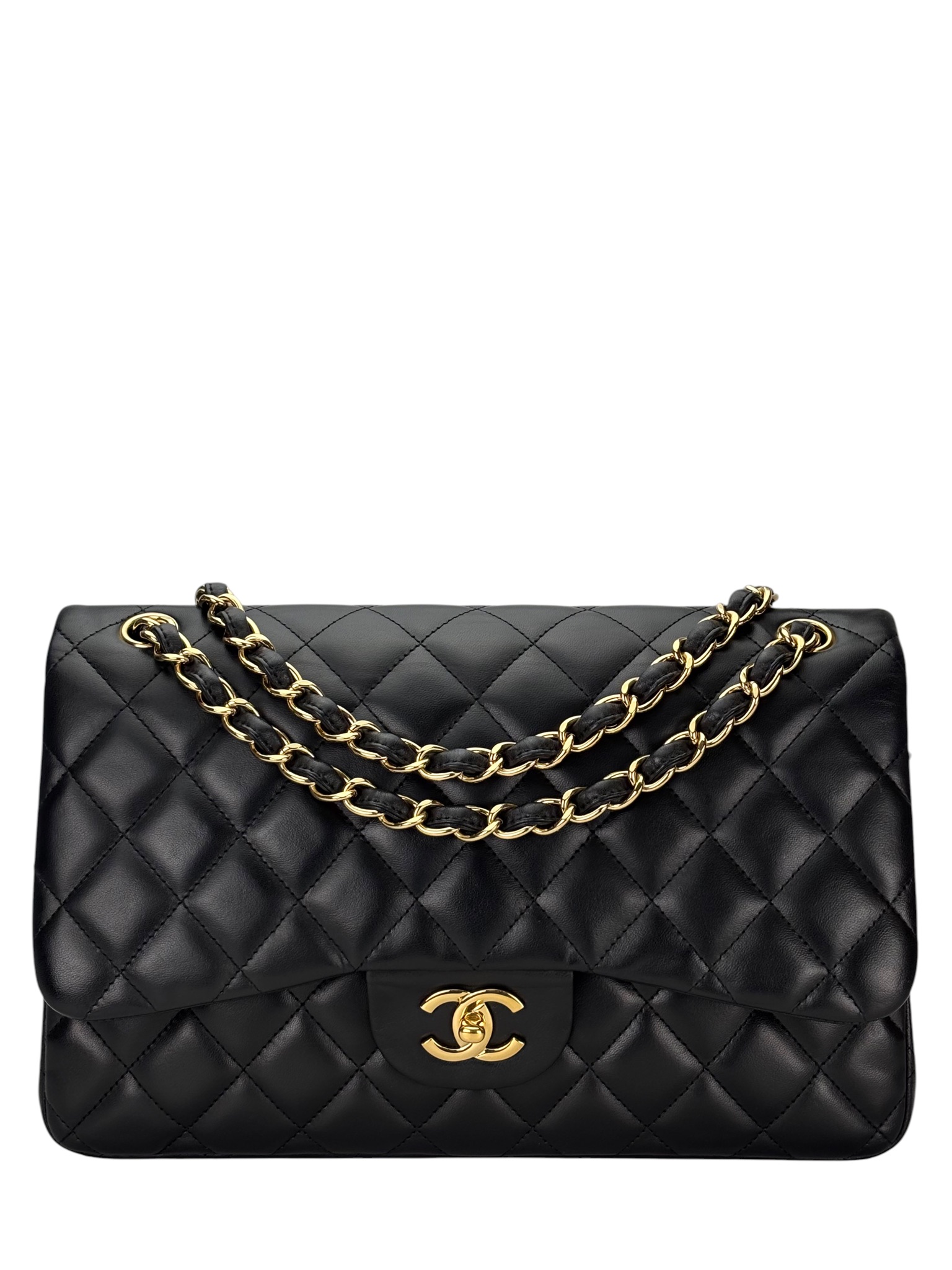 CHANEL - Black Lambskin Jumbo Flap Bag 30