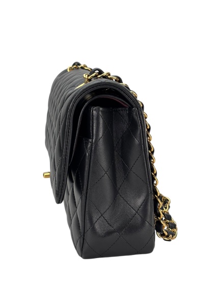 CHANEL - Medium Classic Double Flap Bag Black Lambskin Gold Hardware (CF25) 
