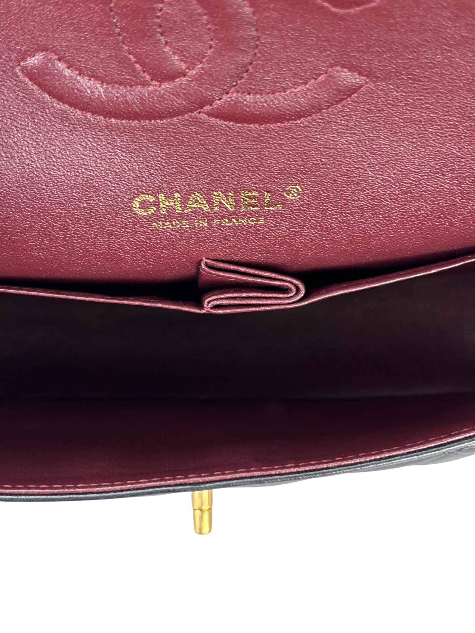 CHANEL - Medium Classic Double Flap Bag Black Lambskin Gold Hardware (CF25) 