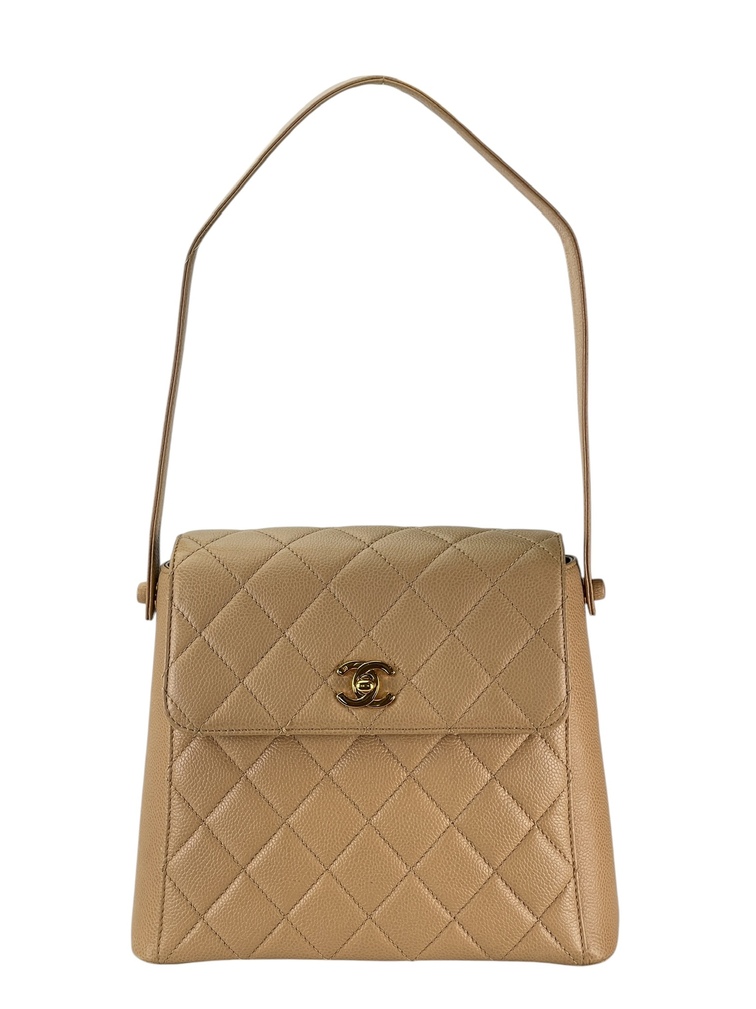CHANEL - Beige Caviar Kelly Shoulder Bag